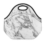 White Gray Marble Print Neoprene Lunch Bag