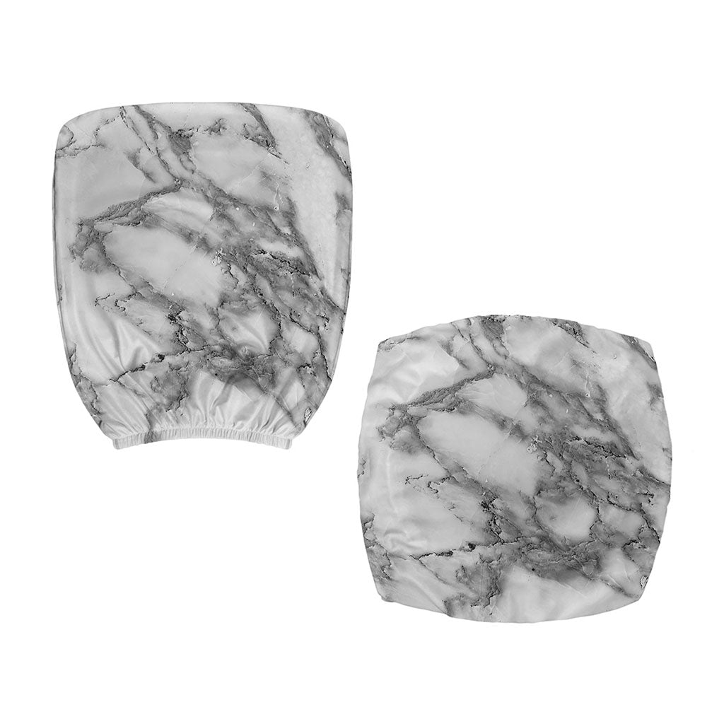 White Gray Marble Print Office Chair Cover