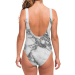 White Gray Marble Print One Piece Swimsuit