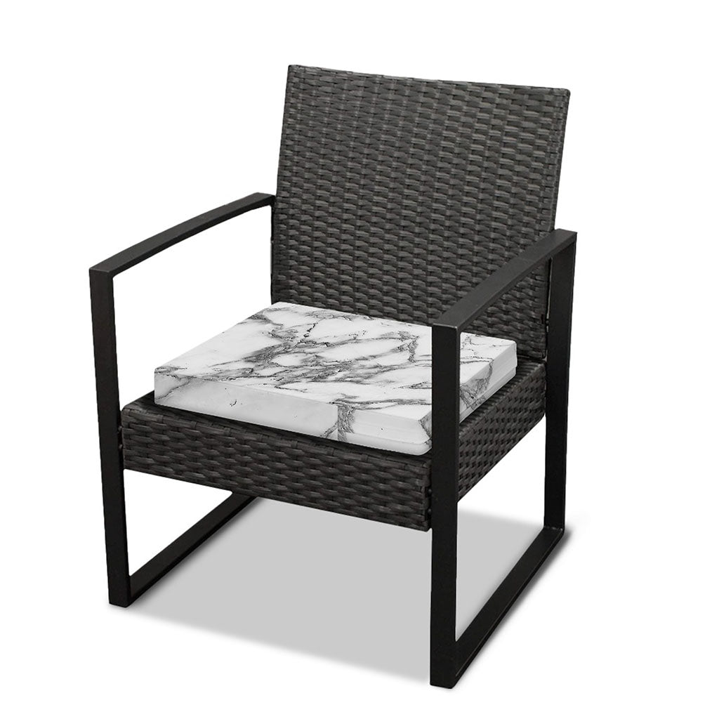 White Gray Marble Print Outdoor Seat Cushion Cover