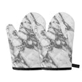 White Gray Marble Print Oven Mitts
