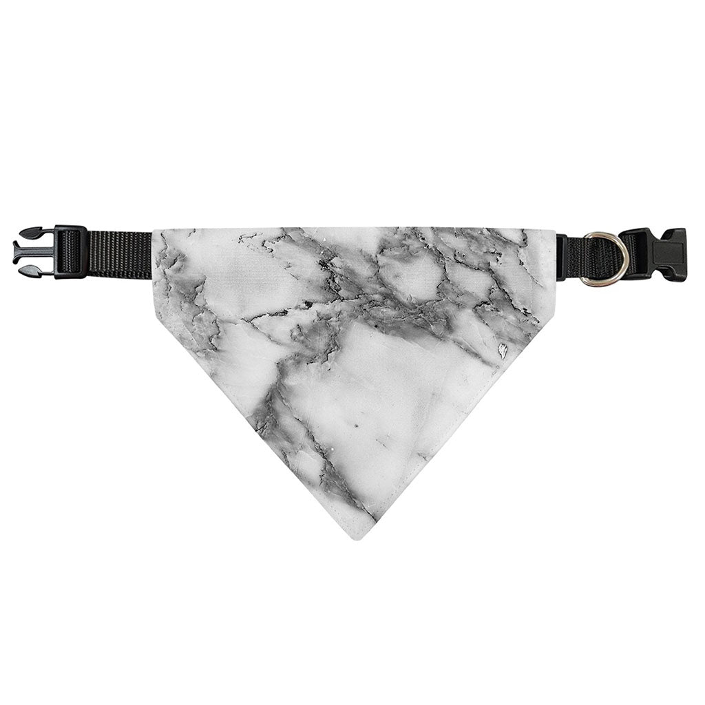 White Gray Marble Print Over The Collar Dog Bandana