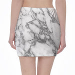 White Gray Marble Print Pencil Mini Skirt