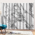 White Gray Marble Print Pencil Pleat Curtains