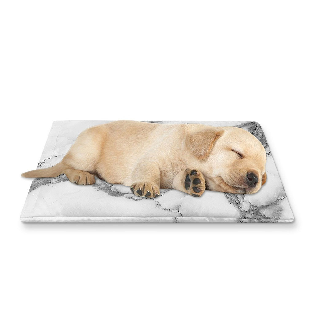 White Gray Marble Print Pet Cooling Mat Cover
