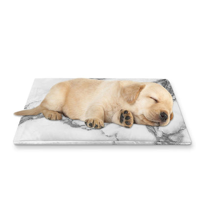 White Gray Marble Print Pet Cooling Mat Cover