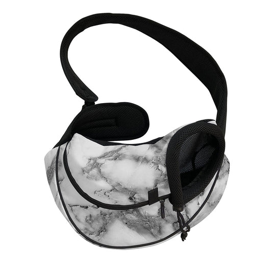 White Gray Marble Print Pet Sling Carrier
