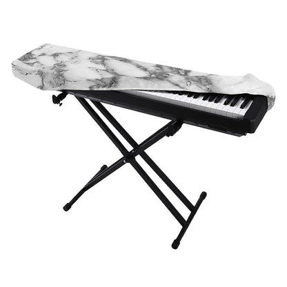 White Gray Marble Print Piano Keyboard Cover