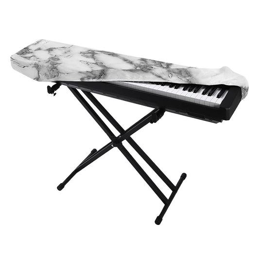 White Gray Marble Print Piano Keyboard Cover