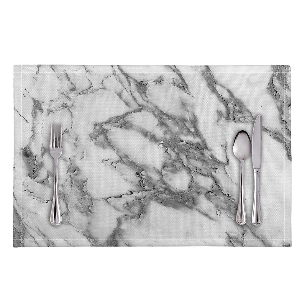 White Gray Marble Print Placemat