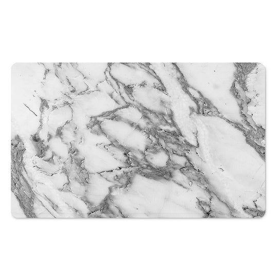 White Gray Marble Print Polyester Doormat