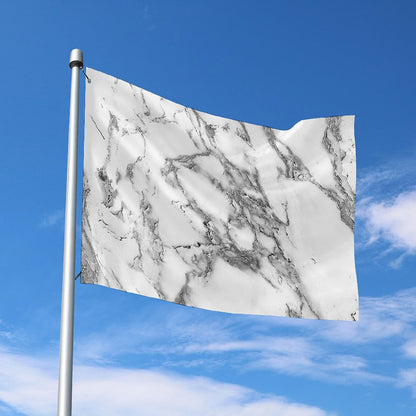 White Gray Marble Print Polyester Flag