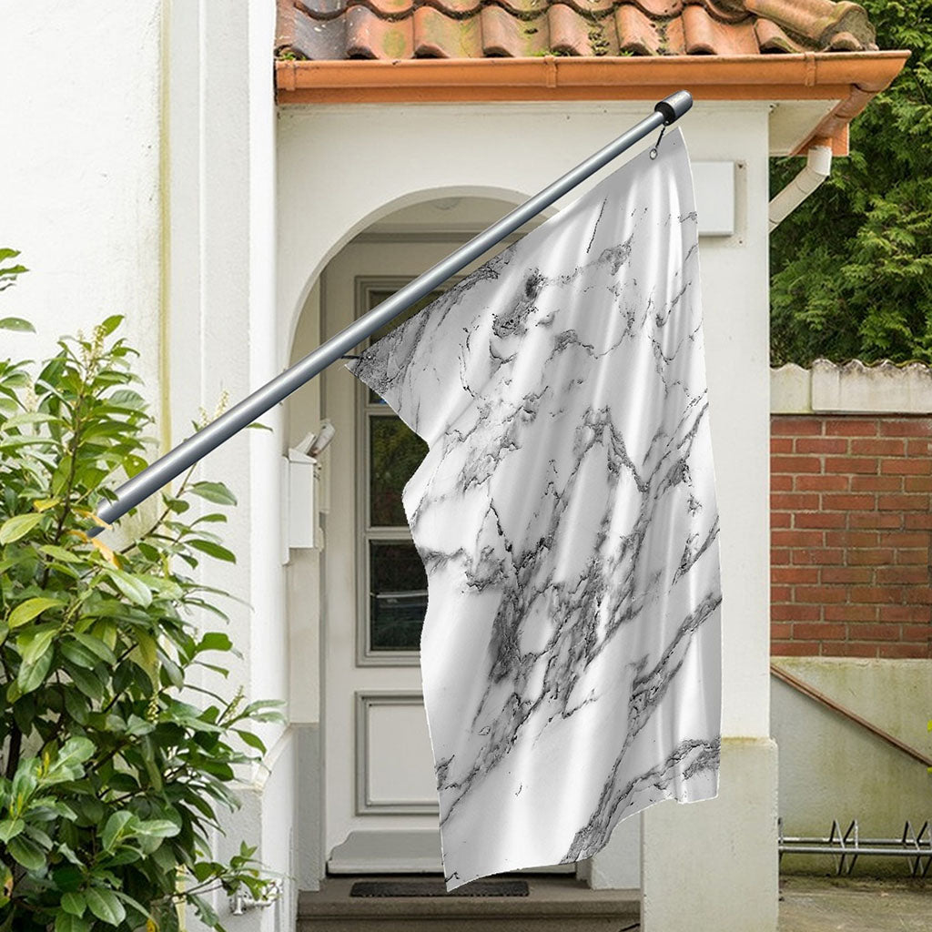 White Gray Marble Print Polyester Flag