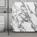 White Gray Marble Print Polyester Shower Curtain