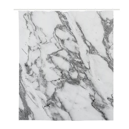White Gray Marble Print Polyester Shower Curtain