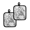 White Gray Marble Print Pot Holders