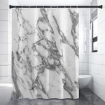 White Gray Marble Print Premium Shower Curtain