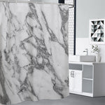 White Gray Marble Print Premium Shower Curtain