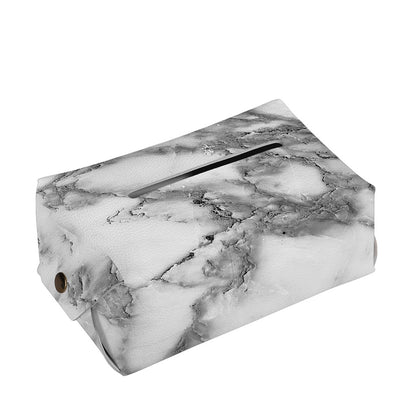 White Gray Marble Print Rectangle Tissue Box Cover