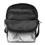 White Gray Marble Print Rectangular Crossbody Bag