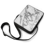 White Gray Marble Print Rectangular Crossbody Bag