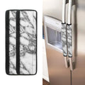 White Gray Marble Print Refrigerator Handle Covers