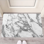 White Gray Marble Print Rubber Doormat