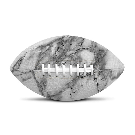 White Gray Marble Print Rugby Ball