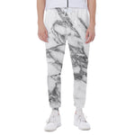 White Gray Marble Print Scuba Joggers
