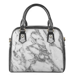 White Gray Marble Print Shoulder Handbag
