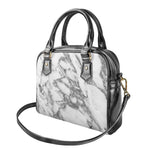 White Gray Marble Print Shoulder Handbag