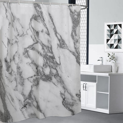 White Gray Marble Print Shower Curtain