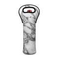 White Gray Marble Print Single Neoprene Wine Tote