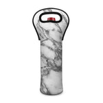 White Gray Marble Print Single Neoprene Wine Tote
