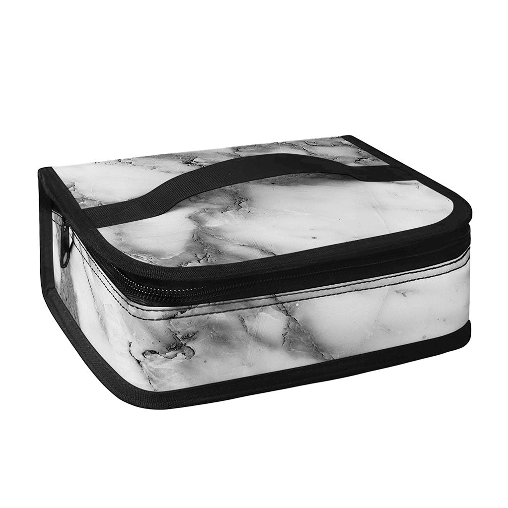 White Gray Marble Print Small Lunch Bag
