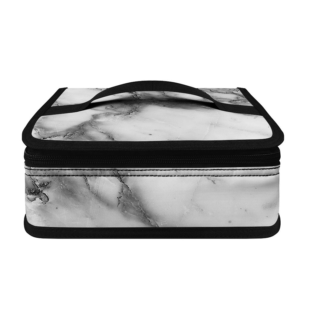 White Gray Marble Print Small Lunch Bag
