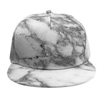 White Gray Marble Print Snapback Cap