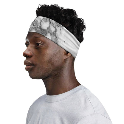 White Gray Marble Print Sports Headband