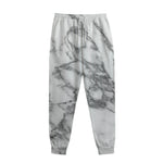 White Gray Marble Print Sweatpants