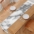 White Gray Marble Print Table Runner