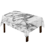 White Gray Marble Print Tablecloth