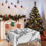 White Gray Marble Print Tablecloth