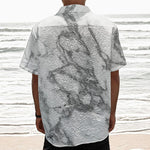 White Gray Marble Print Textured Short Sleeve Shirt