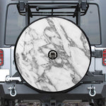 White Gray Marble Print Tire Cover With Camera Hole