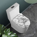 White Gray Marble Print Toilet Lid Cover