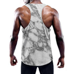 White Gray Marble Print Training Tank Top