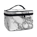 White Gray Marble Print Travel Makeup Bag