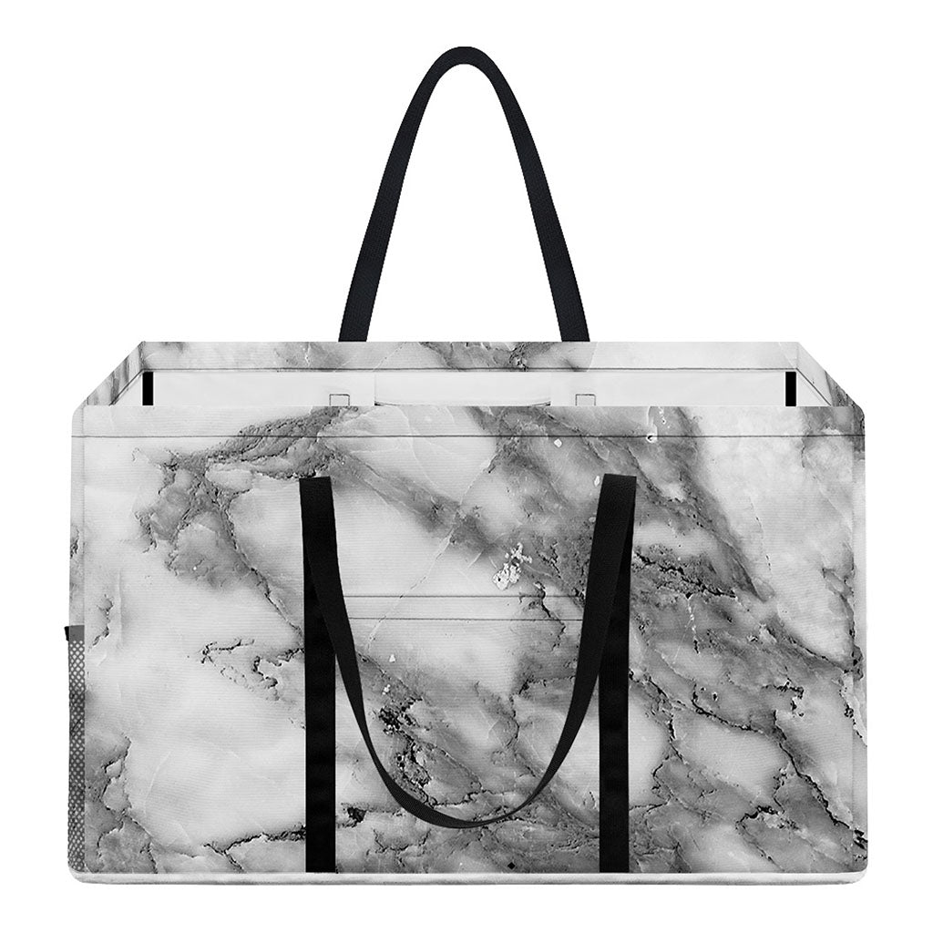 White Gray Marble Print Utility Tote Bag