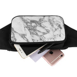 White Gray Marble Print Waist Bag