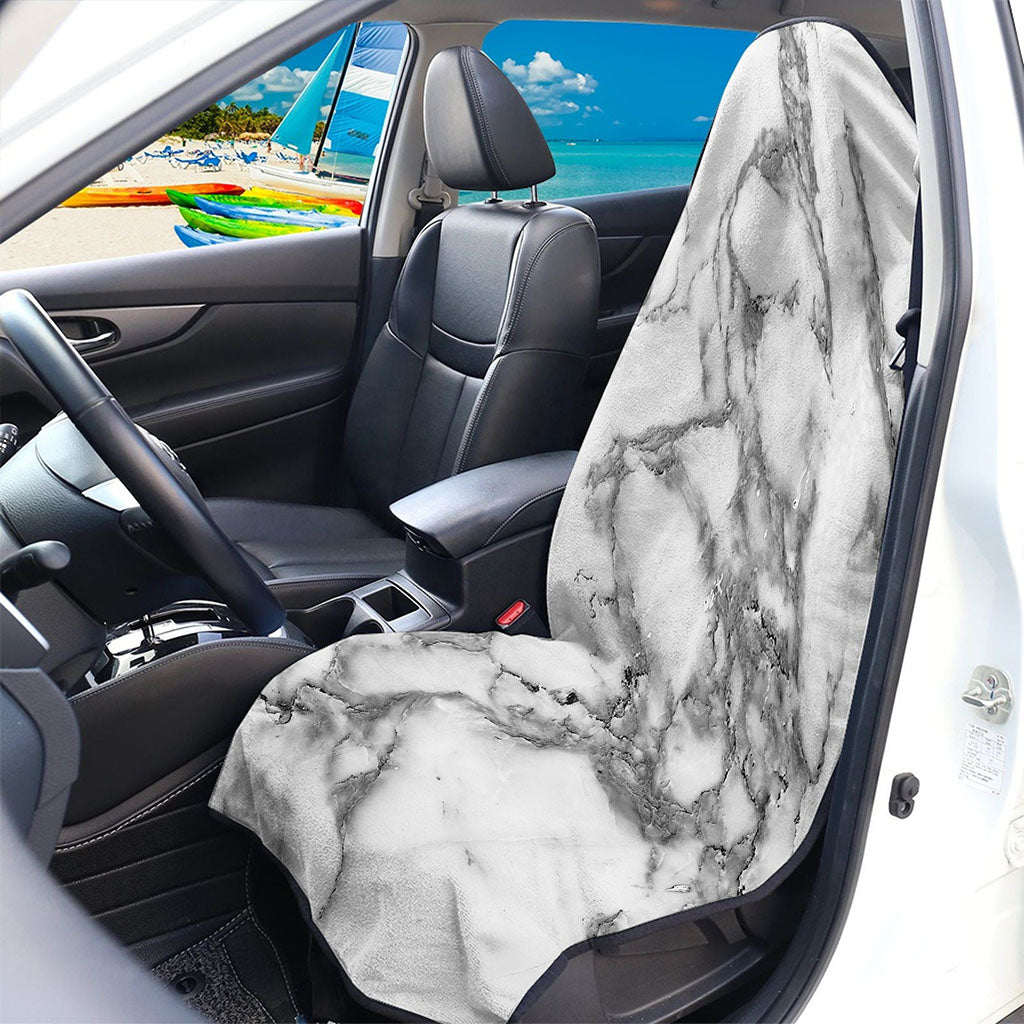 White Gray Marble Print Waterproof Car Seat Cover